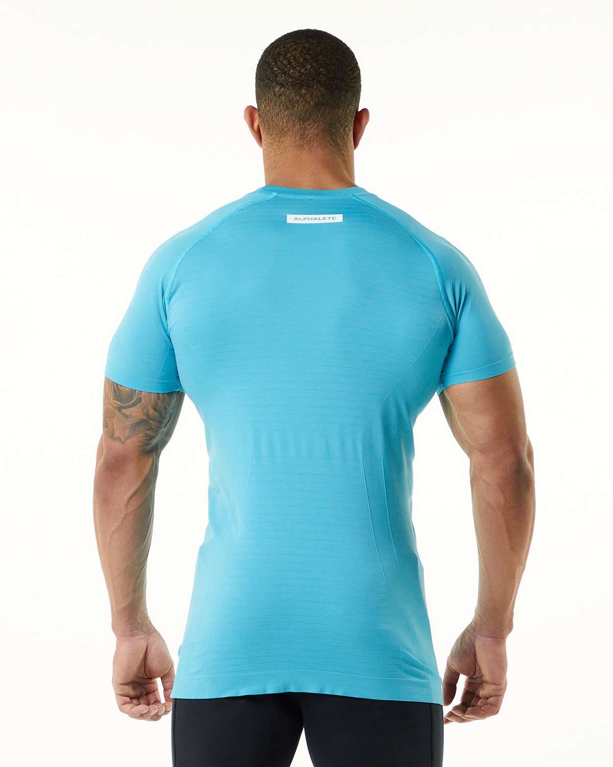 Alphalete High Performance Seamless Kurzes Sleeve Tee Faded Ocean | WC4806793