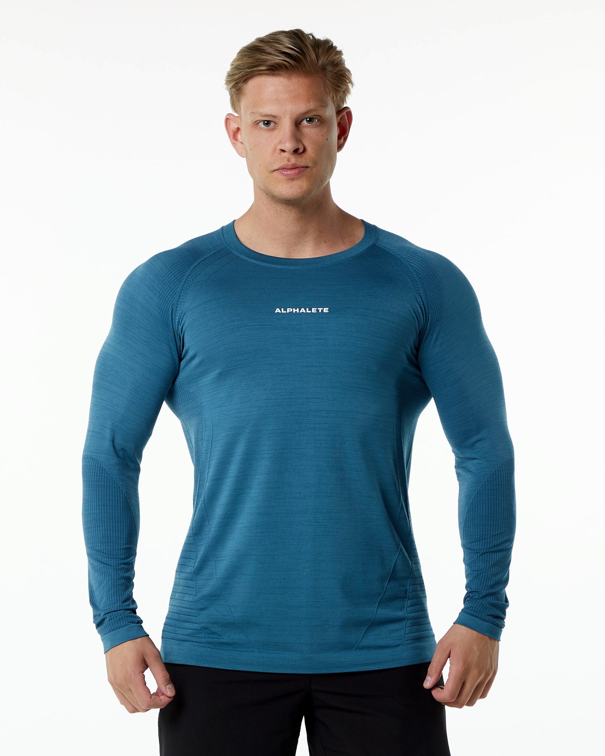 Alphalete High Performance Seamless Long Sleeve Tee Blau | DT7612958