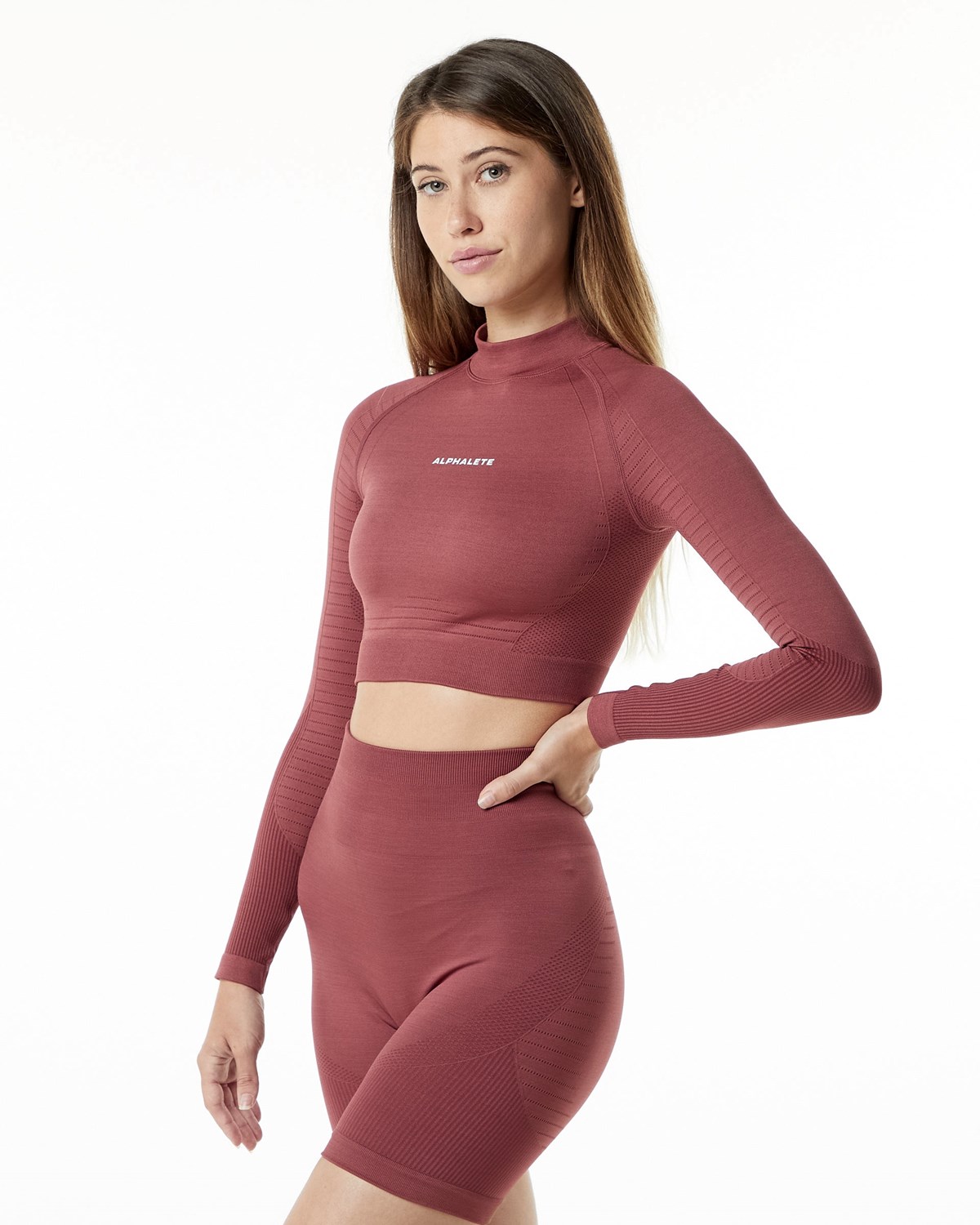 Alphalete High Performance Seamless Long Sleeve Tee Gingerbread | HP3827954