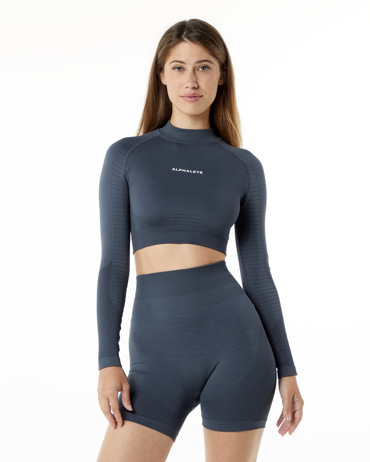 Alphalete High Performance Seamless Long Sleeve Tee Carbon | HV8136294