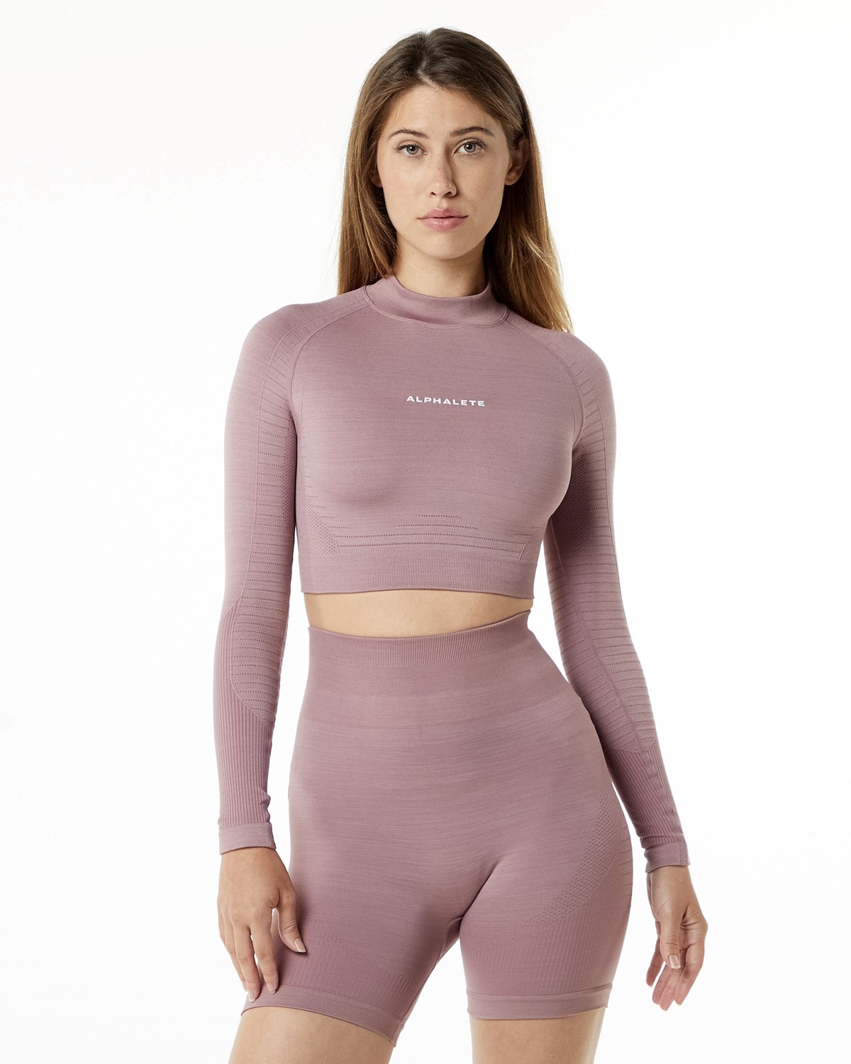 Alphalete High Performance Seamless Long Sleeve Tee Mauve | HZ6542971