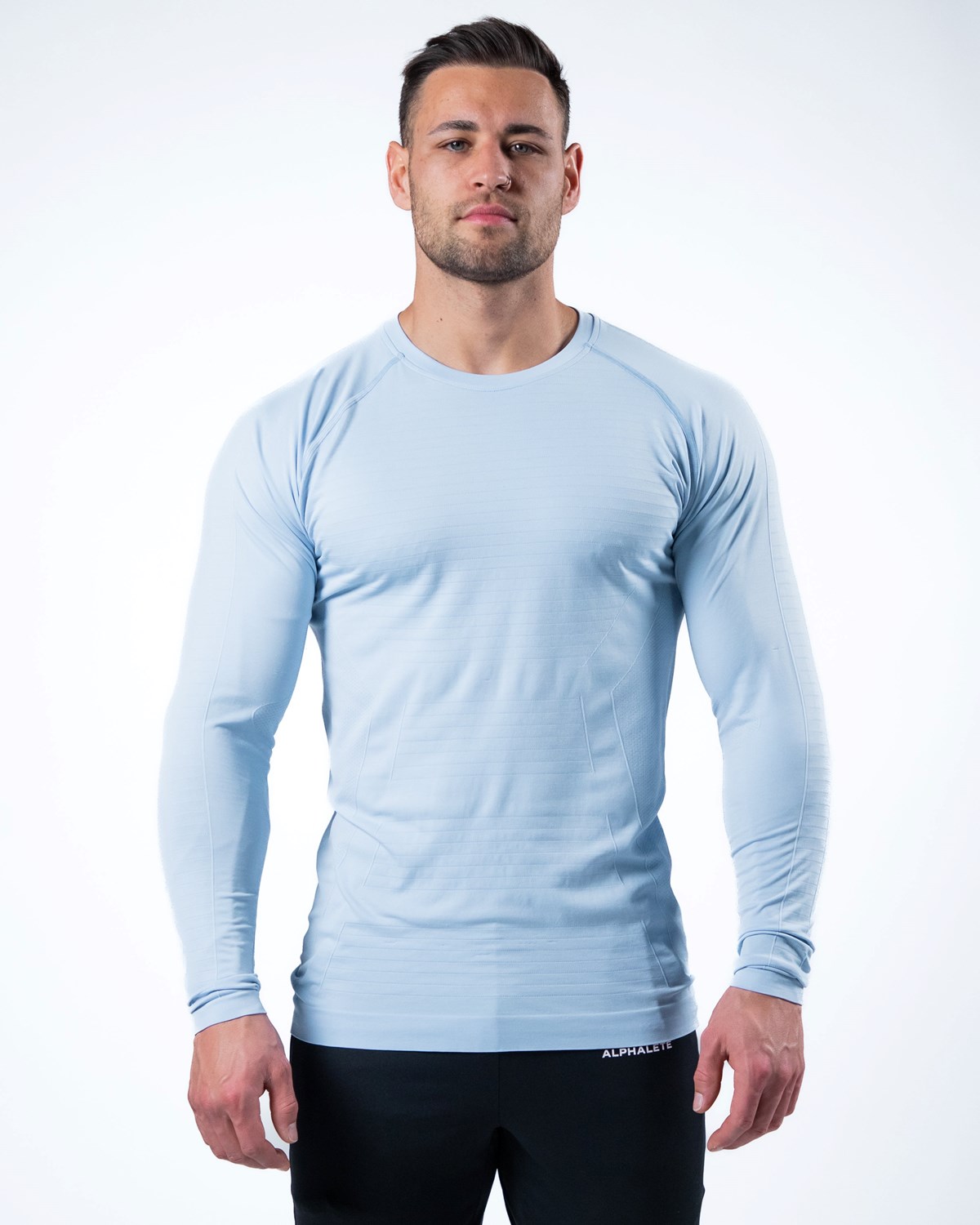 Alphalete High Performance Seamless Long Sleeve Tee Blau | SZ8063495