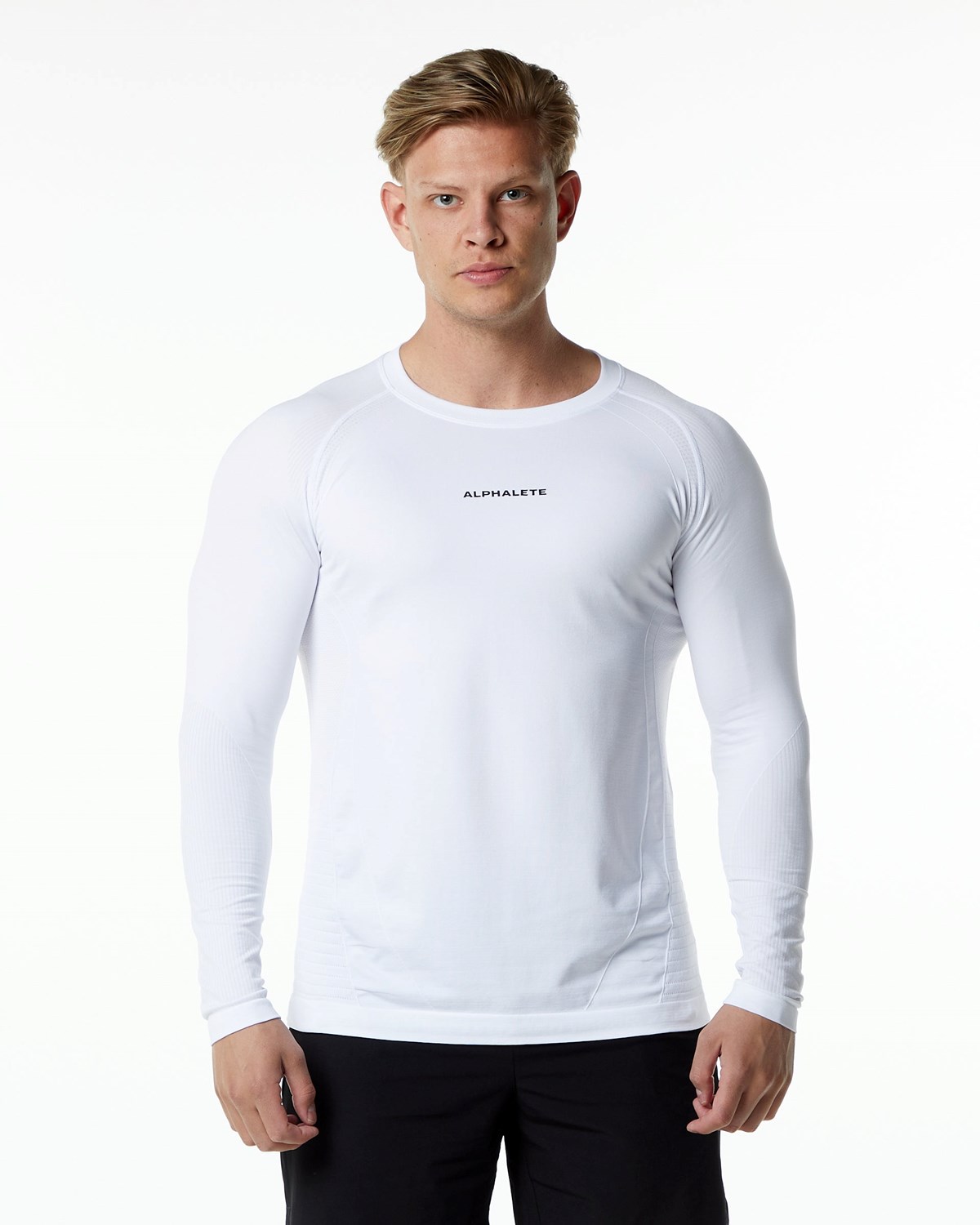 Alphalete High Performance Seamless Long Sleeve Tee Weiß | YB8392076