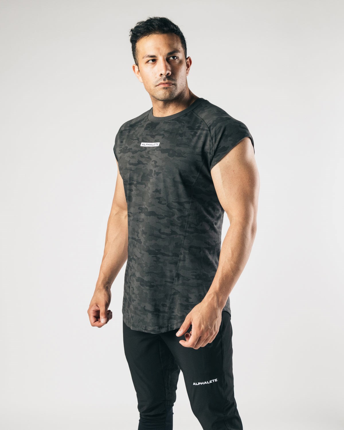 Alphalete High Performance Ärmellose Tee Schwarz Camouflage | WT9385764