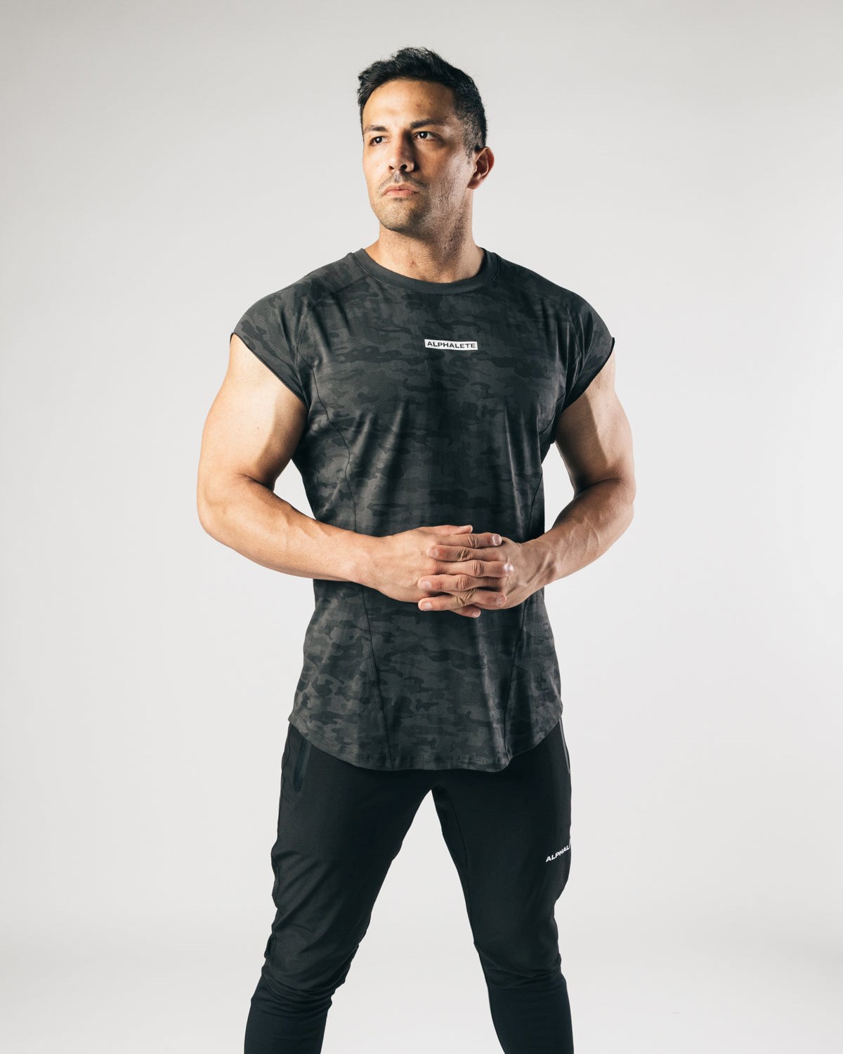 Alphalete High Performance Ärmellose Tee Schwarz Camouflage | WT9385764