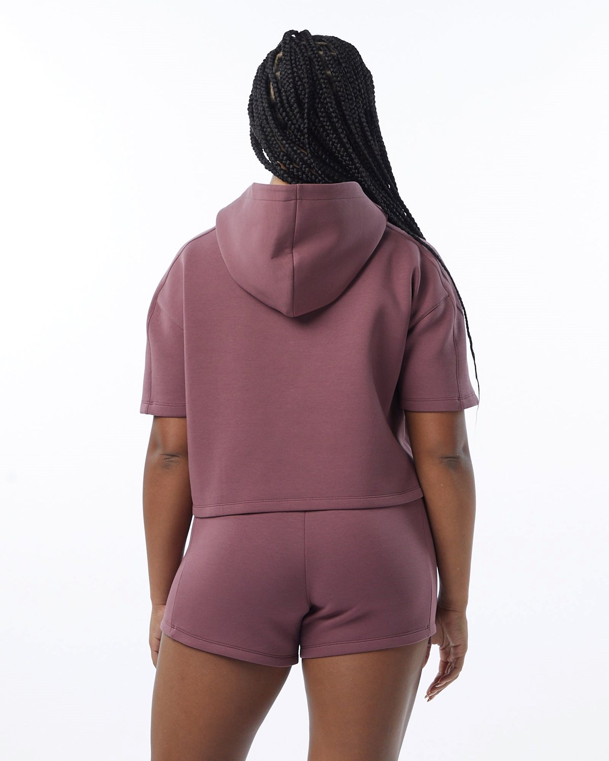 Alphalete Interlock Knit Crop Hoodie Mauve | DG2817653