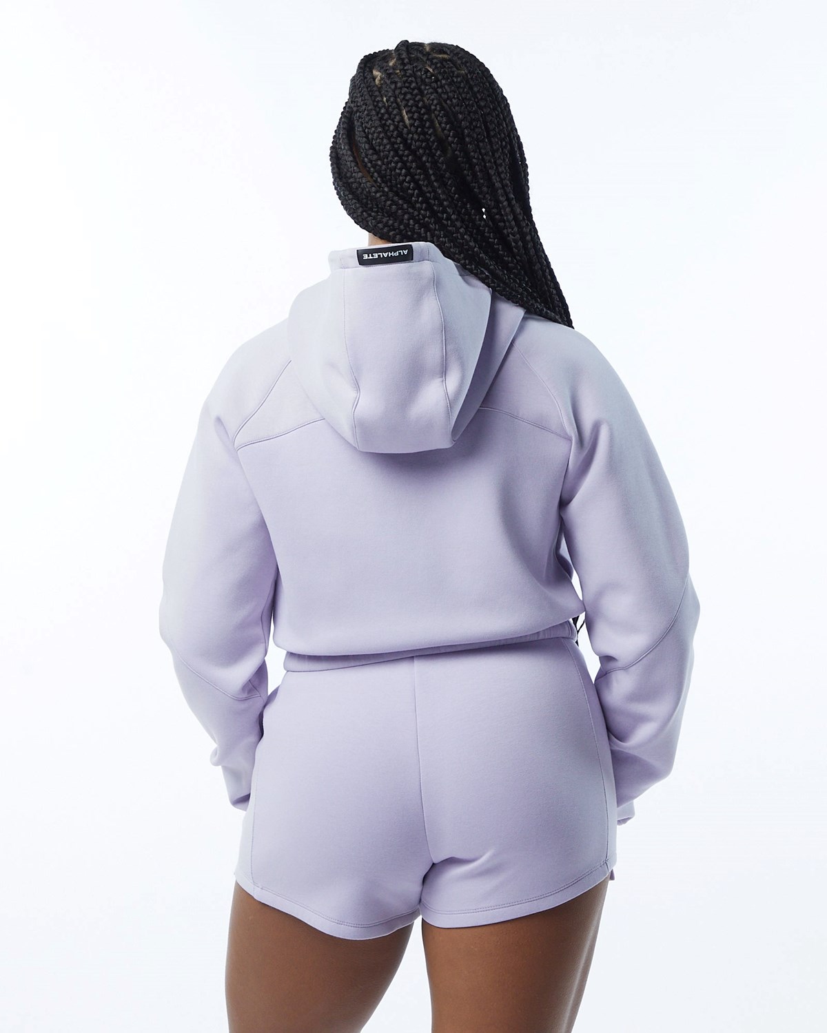 Alphalete Interlock Knit Crop-Zip Hoodie Lilac | LZ6712580