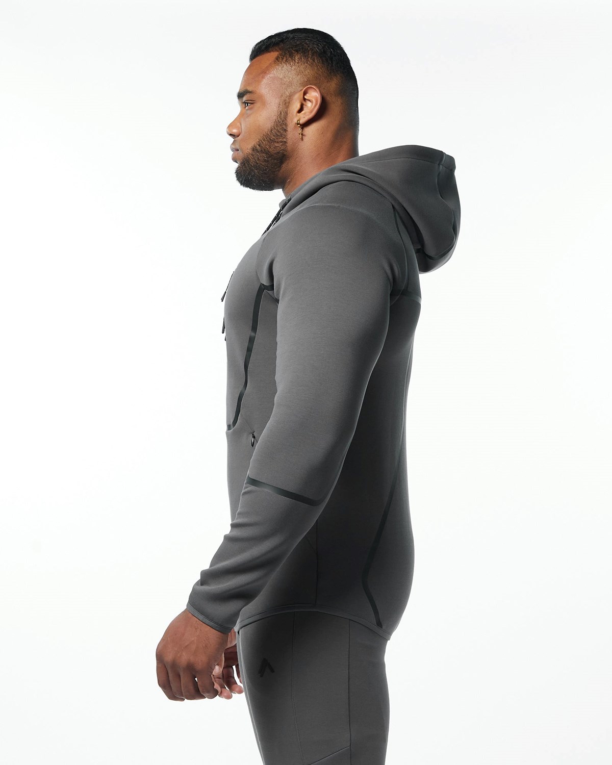 Alphalete Interlock Knit Full-Zip Hoodie Charcoal | AE1670498