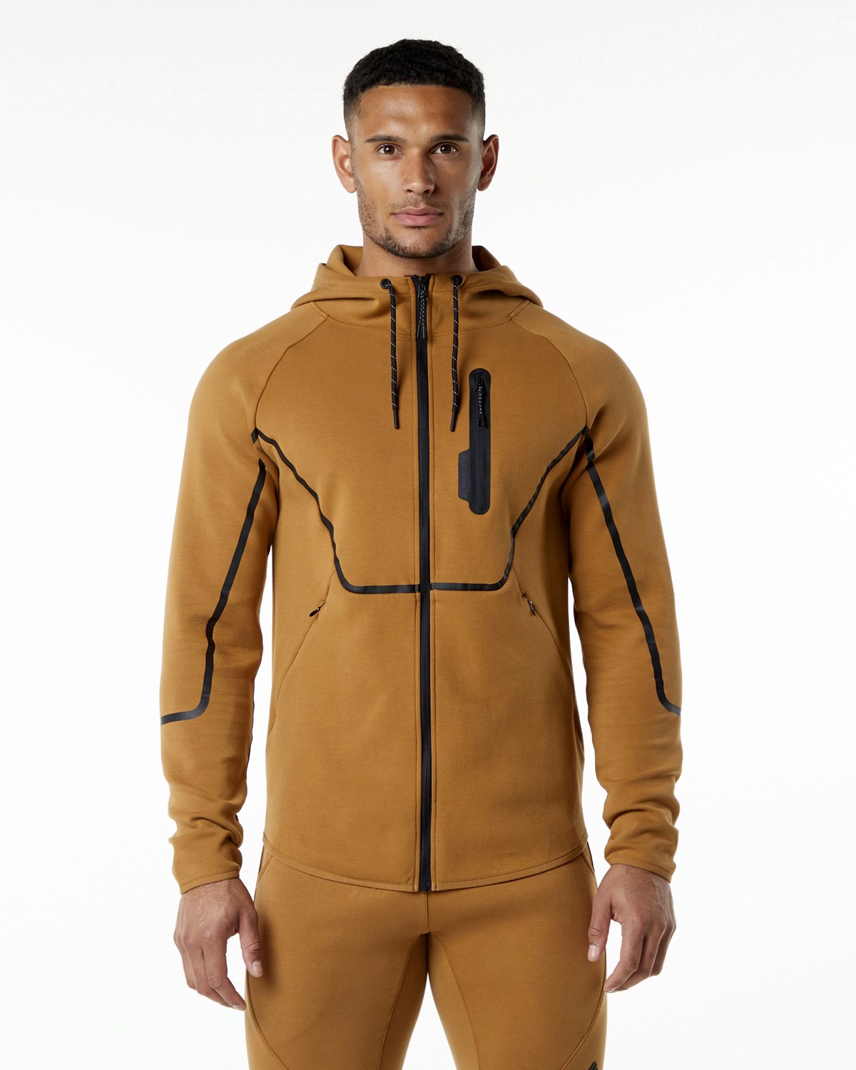 Alphalete Interlock Knit Full-Zip Hoodie Almond | FJ9530462