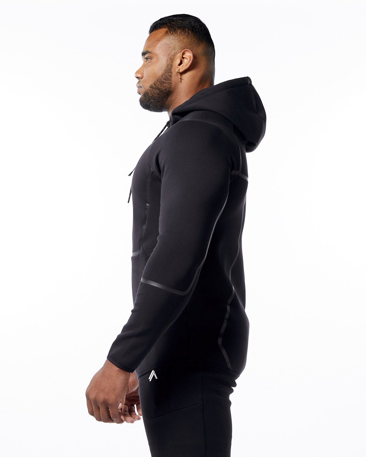 Alphalete Interlock Knit Full-Zip Hoodie Schwarz | MU0246357