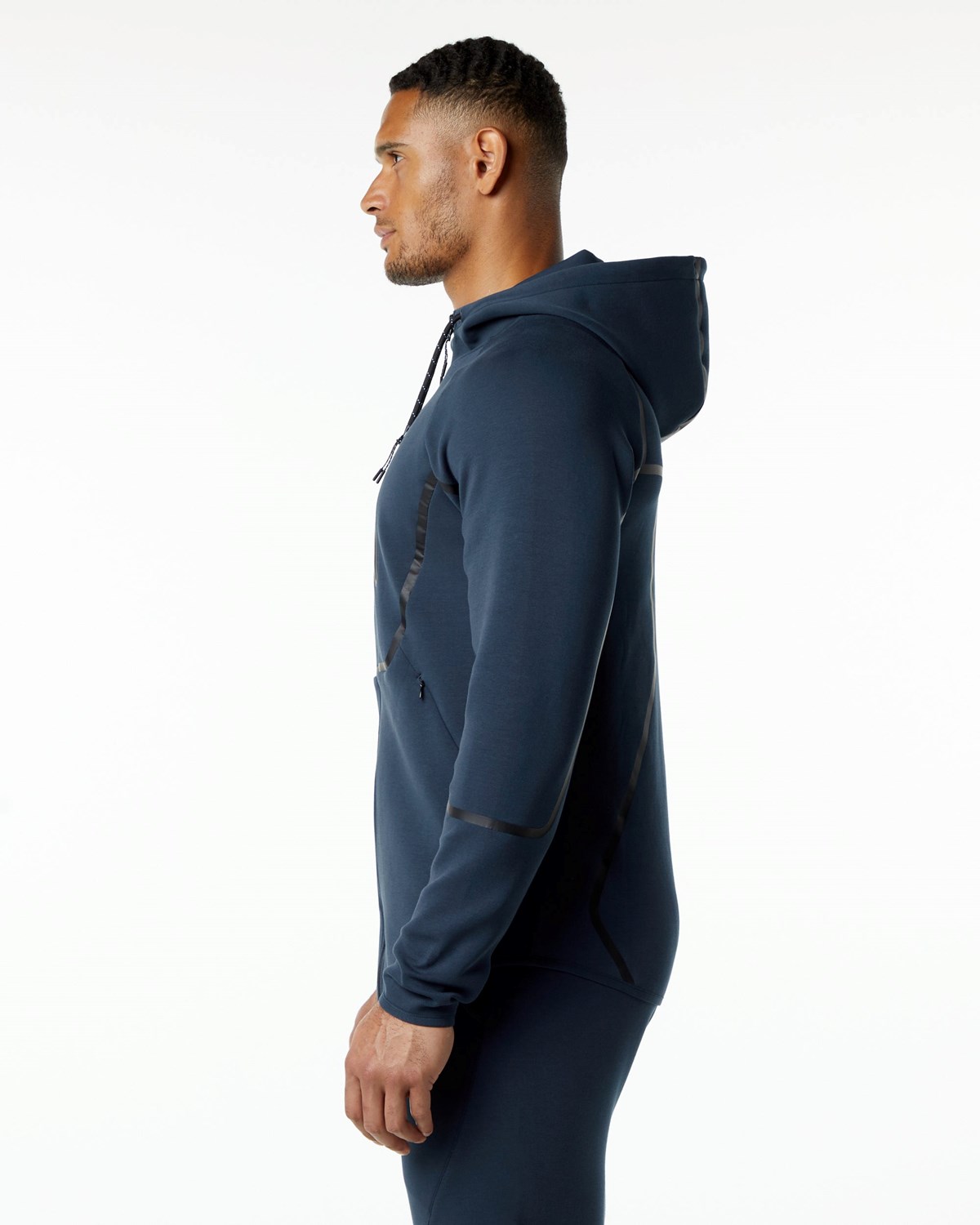 Alphalete Interlock Knit Full-Zip Hoodie Navy | RS4031286