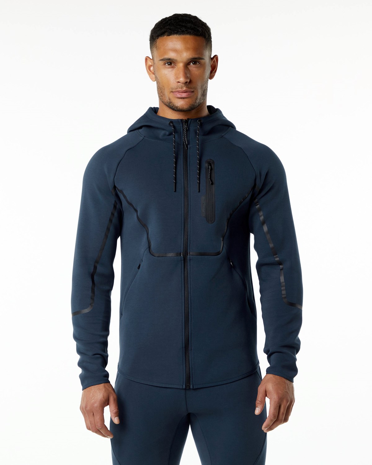 Alphalete Interlock Knit Full-Zip Hoodie Navy | RS4031286