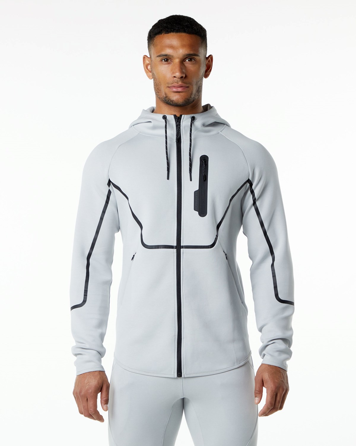 Alphalete Interlock Knit Full-Zip Hoodie Grau | WD5340726