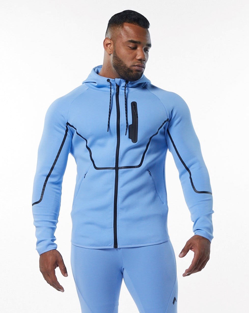 Alphalete Interlock Knit Full-Zip Hoodie Hellblau | WR4581639