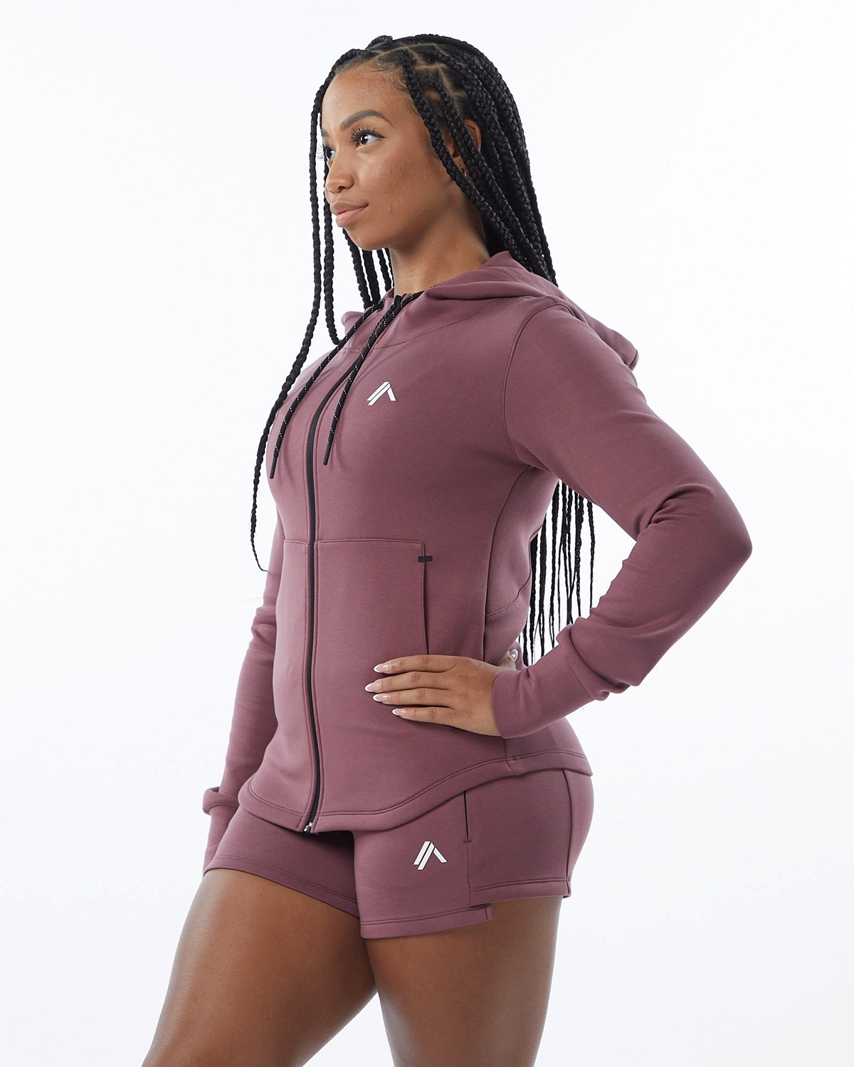 Alphalete Interlock Knit Full-Zip Hoodie Mauve | YZ8014675