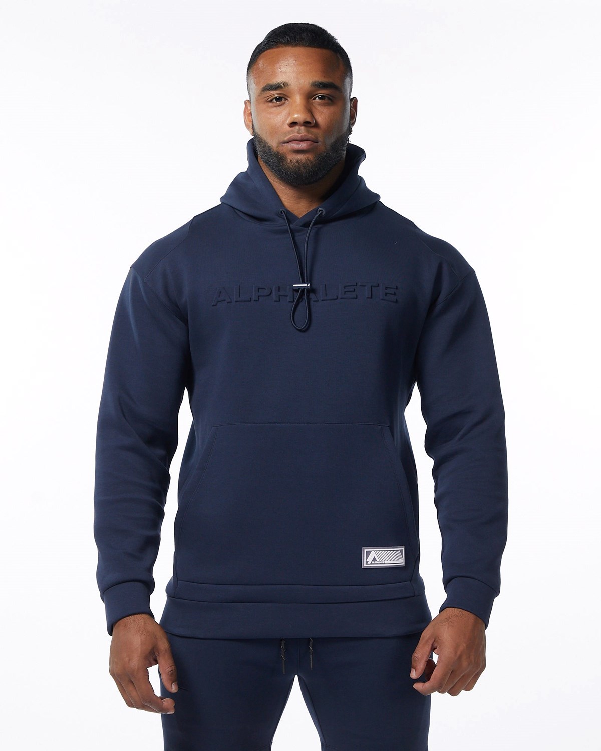 Alphalete Interlock Knit Hoodie Navy | GQ5731624