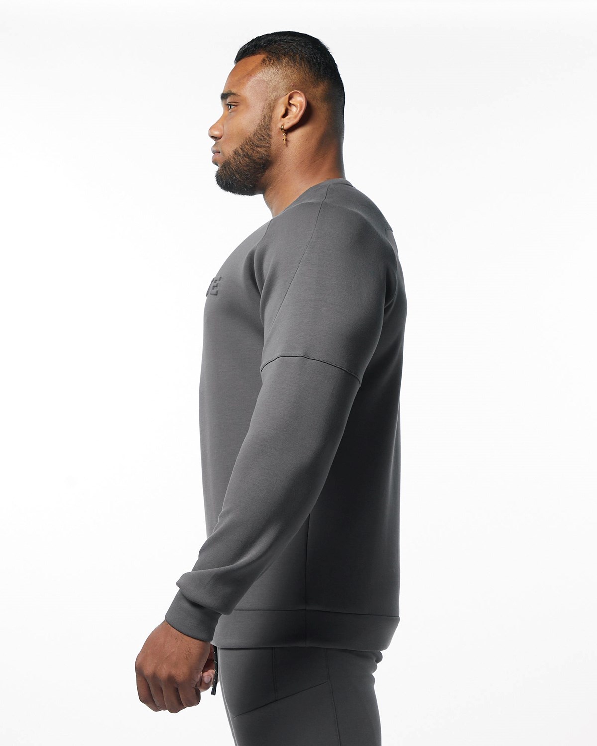 Alphalete Interlock Knit Pullover Charcoal | GB1450867