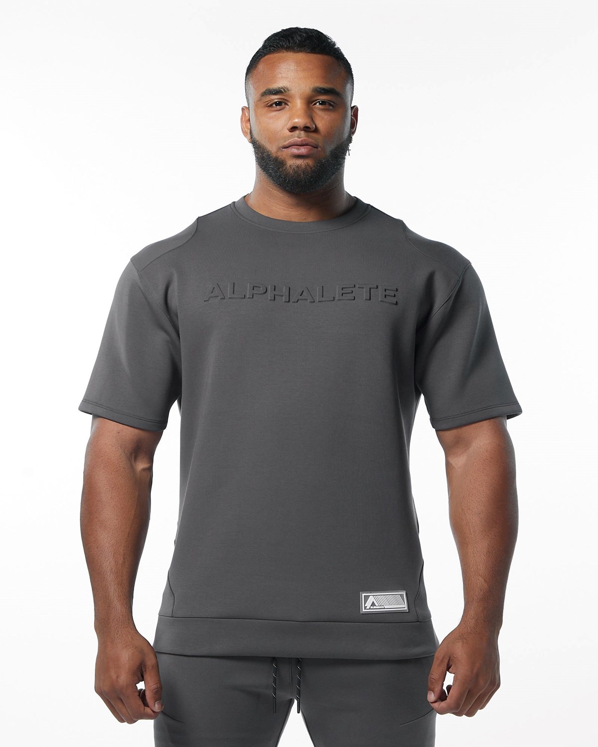 Alphalete Interlock Knit Pullover Charcoal | OR2031689