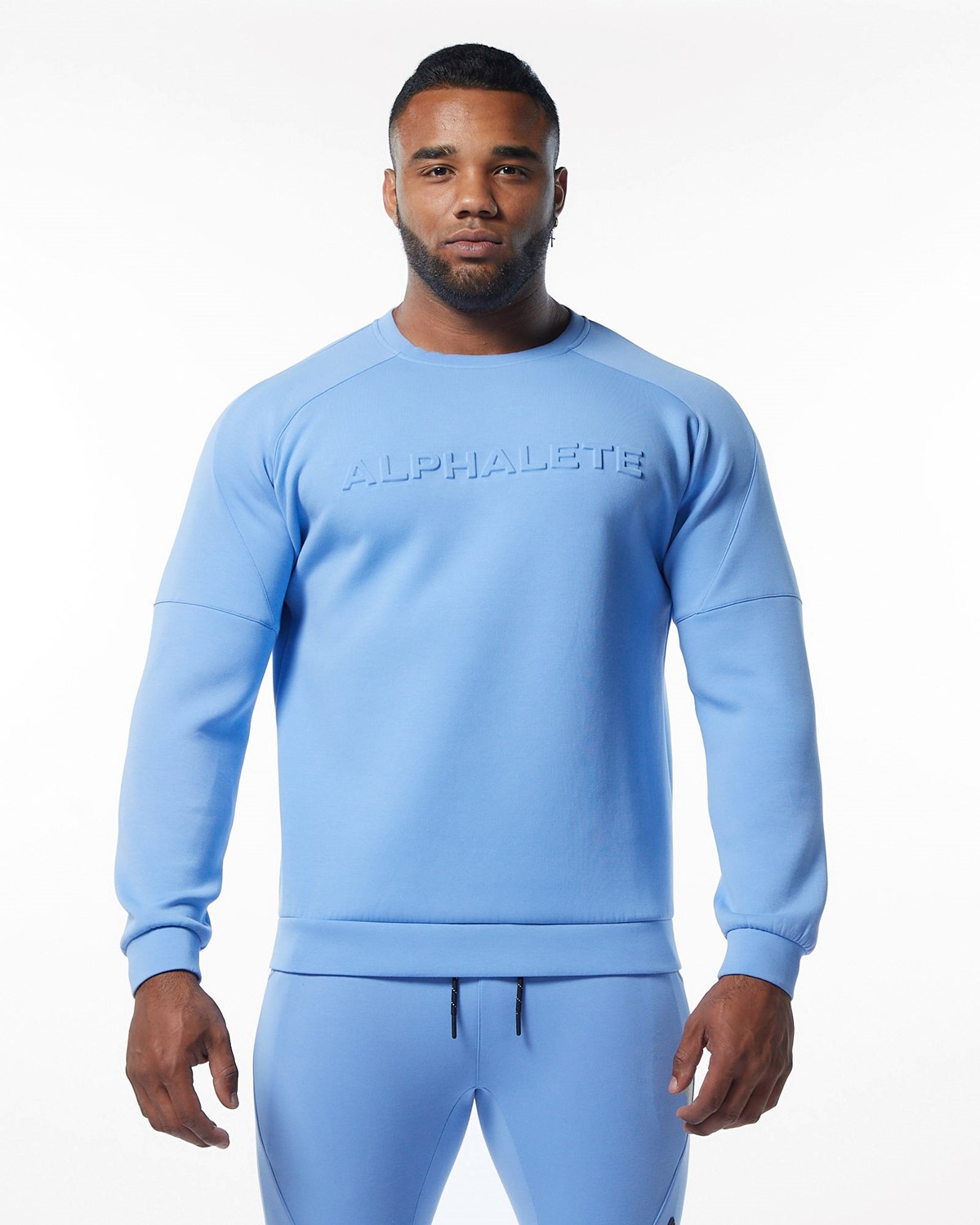 Alphalete Interlock Knit Pullover Hellblau | MN7489213