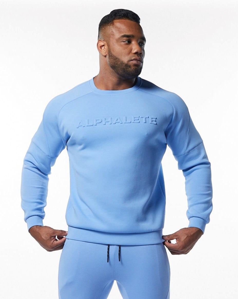 Alphalete Interlock Knit Pullover Hellblau | MN7489213