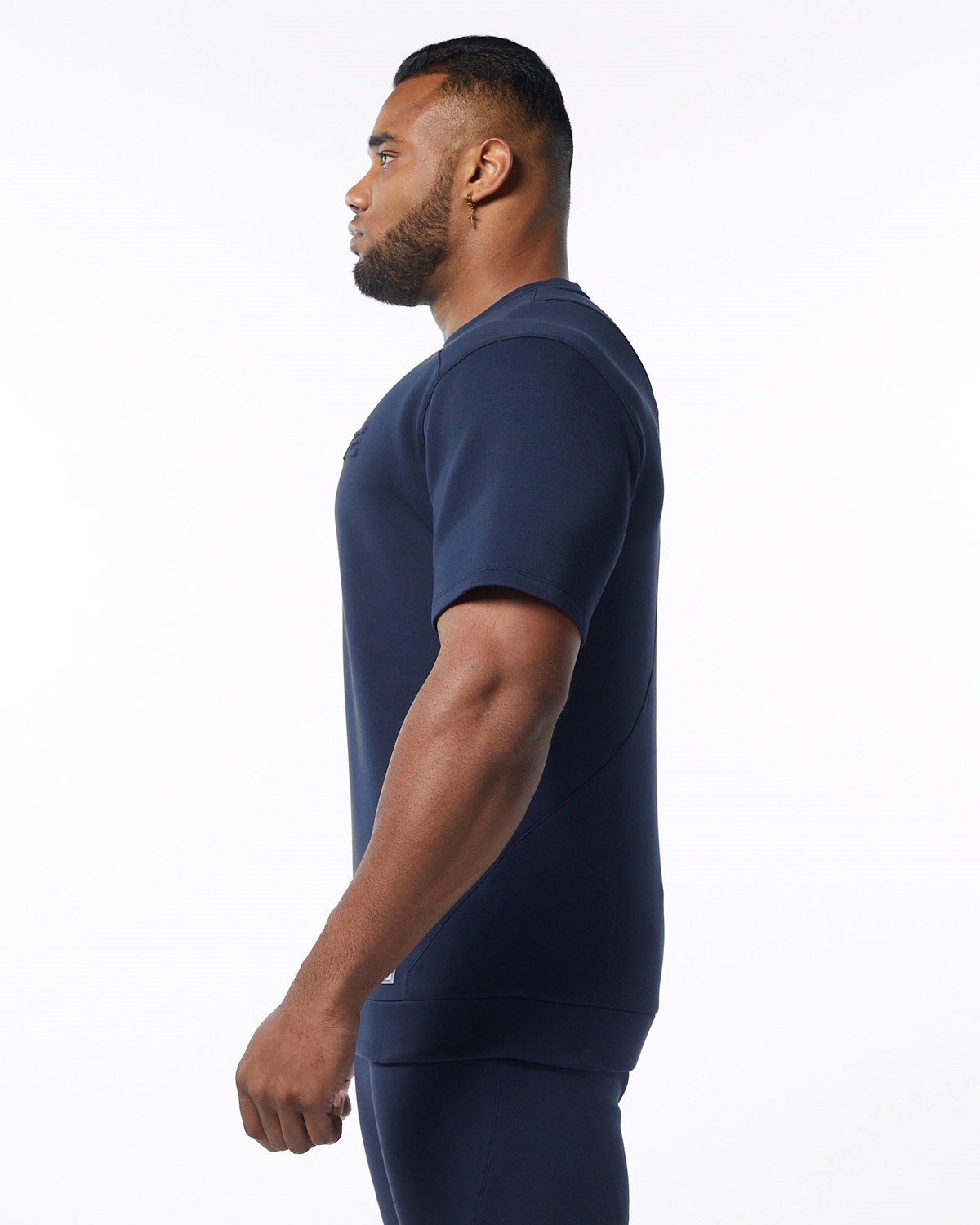 Alphalete Interlock Knit Pullover Navy | VO1236457