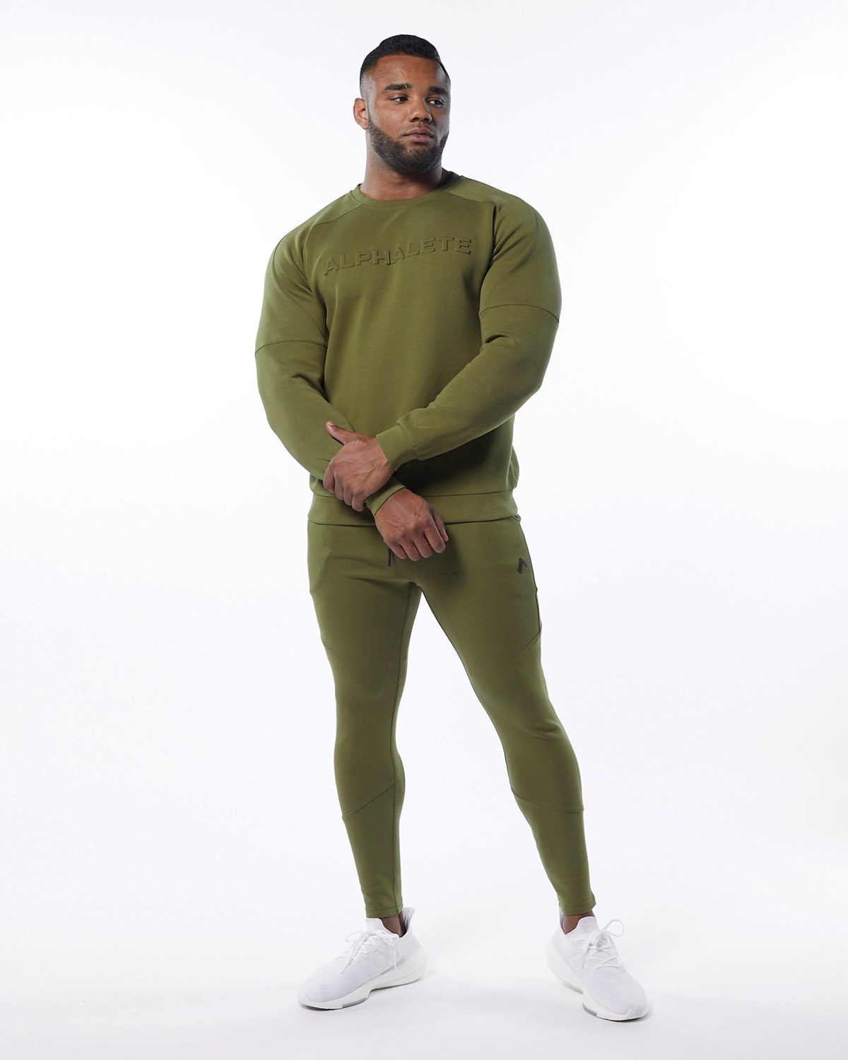 Alphalete Interlock Knit Pullover Olivgrün | OG0974238