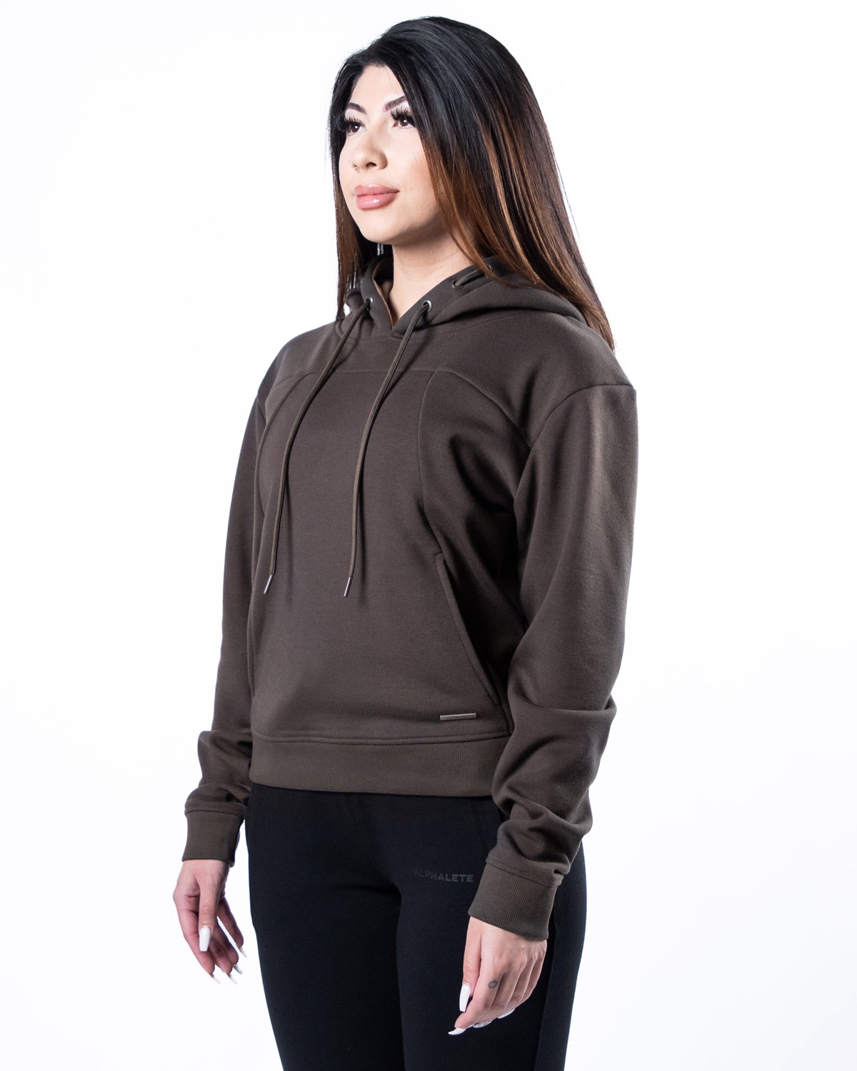 Alphalete Luxury Velvet Gefütterte Hoodie Dunkelbraun | CW3741590