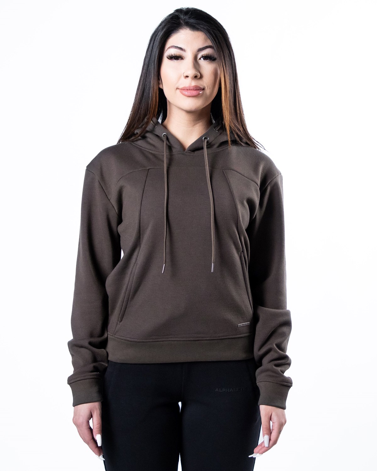 Alphalete Luxury Velvet Gefütterte Hoodie Dunkelbraun | CW3741590