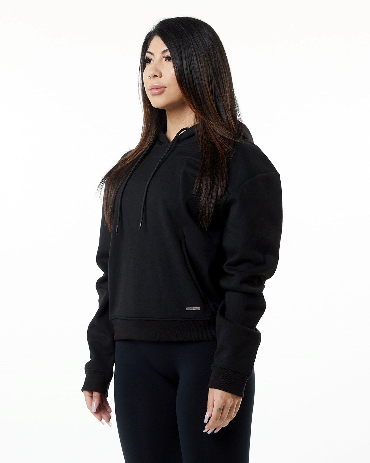 Alphalete Luxury Velvet Gefütterte Hoodie Schwarz | OR5693207