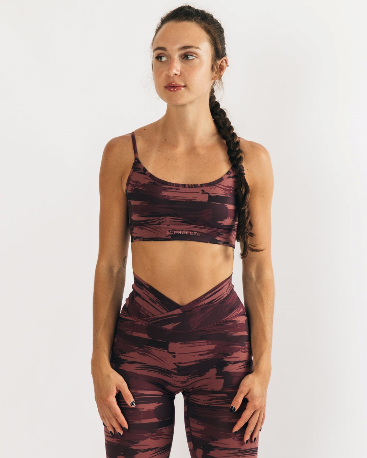 Alphalete Medium Impact Bra Bordeaux Camouflage | NR8409235