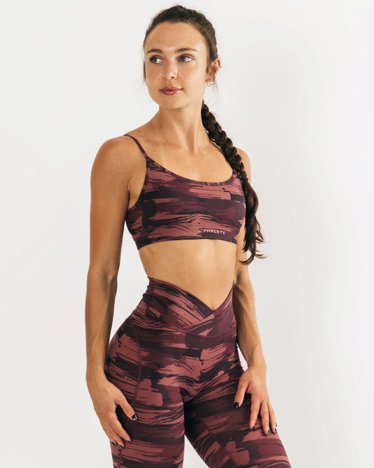 Alphalete Medium Impact Bra Bordeaux Camouflage | NR8409235