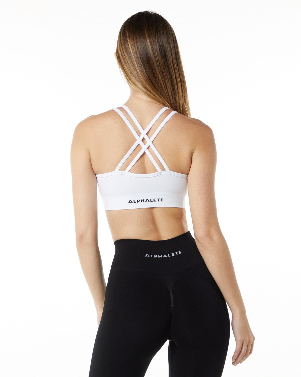 Alphalete Medium-Impact Seamless Sports Bra Weiß | ND5467382