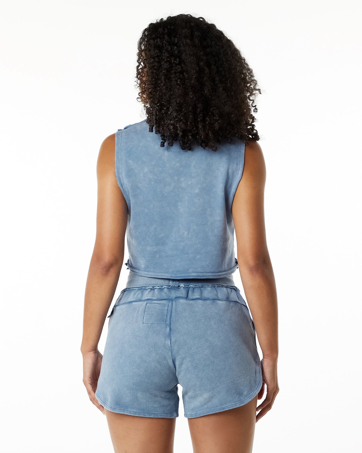 Alphalete Mid-Weight Washed Terry Crop Cutoff Blau | FY1289067