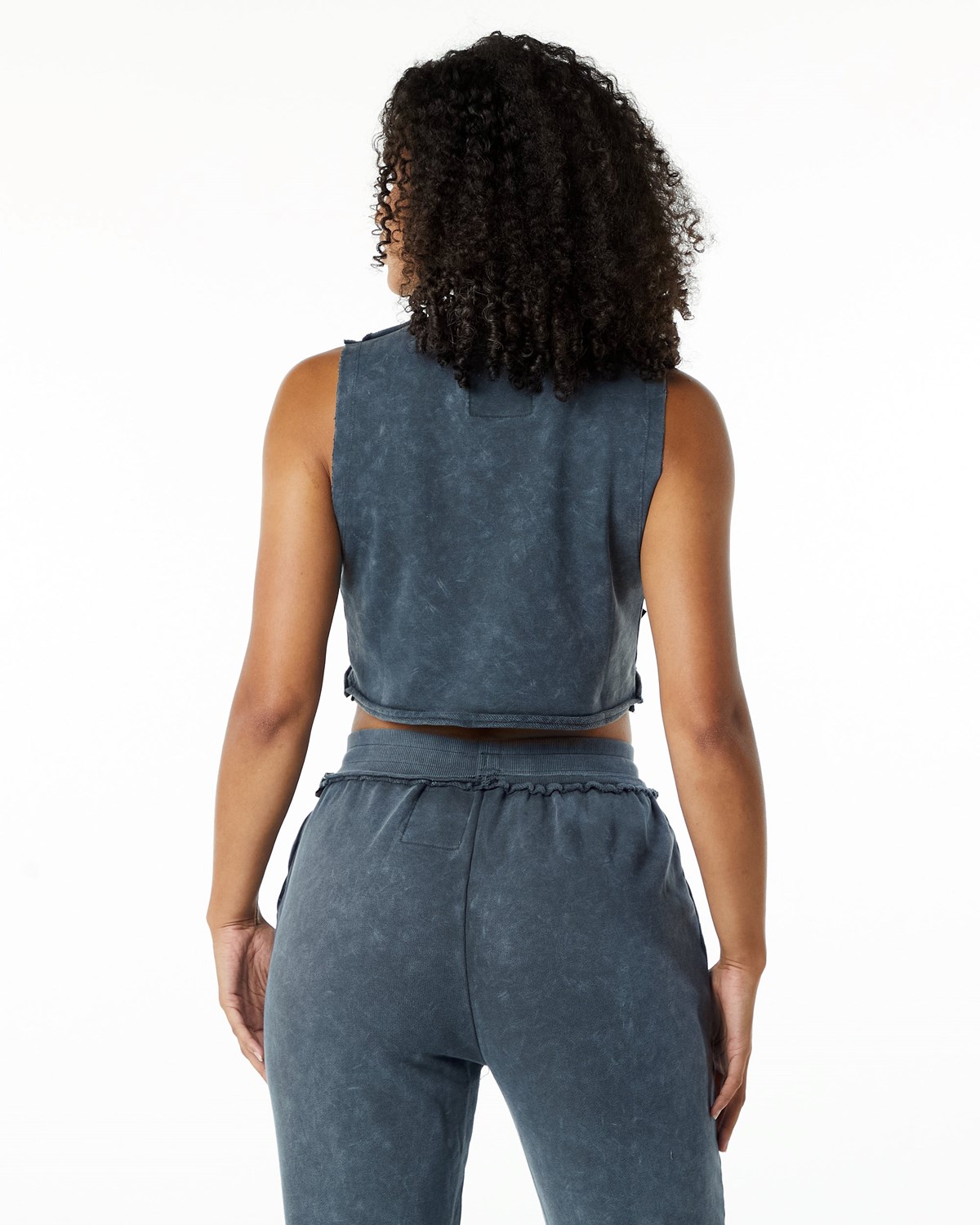 Alphalete Mid-Weight Washed Terry Crop Cutoff Blau | TC0974183