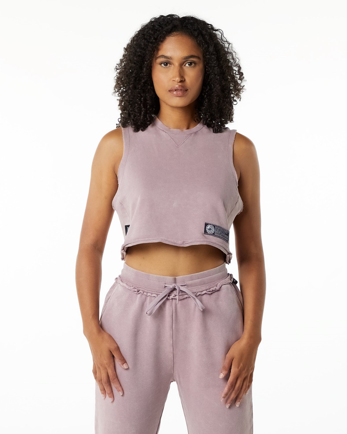 Alphalete Mid-Weight Washed Terry Crop Cutoff Rosa | UI4069578