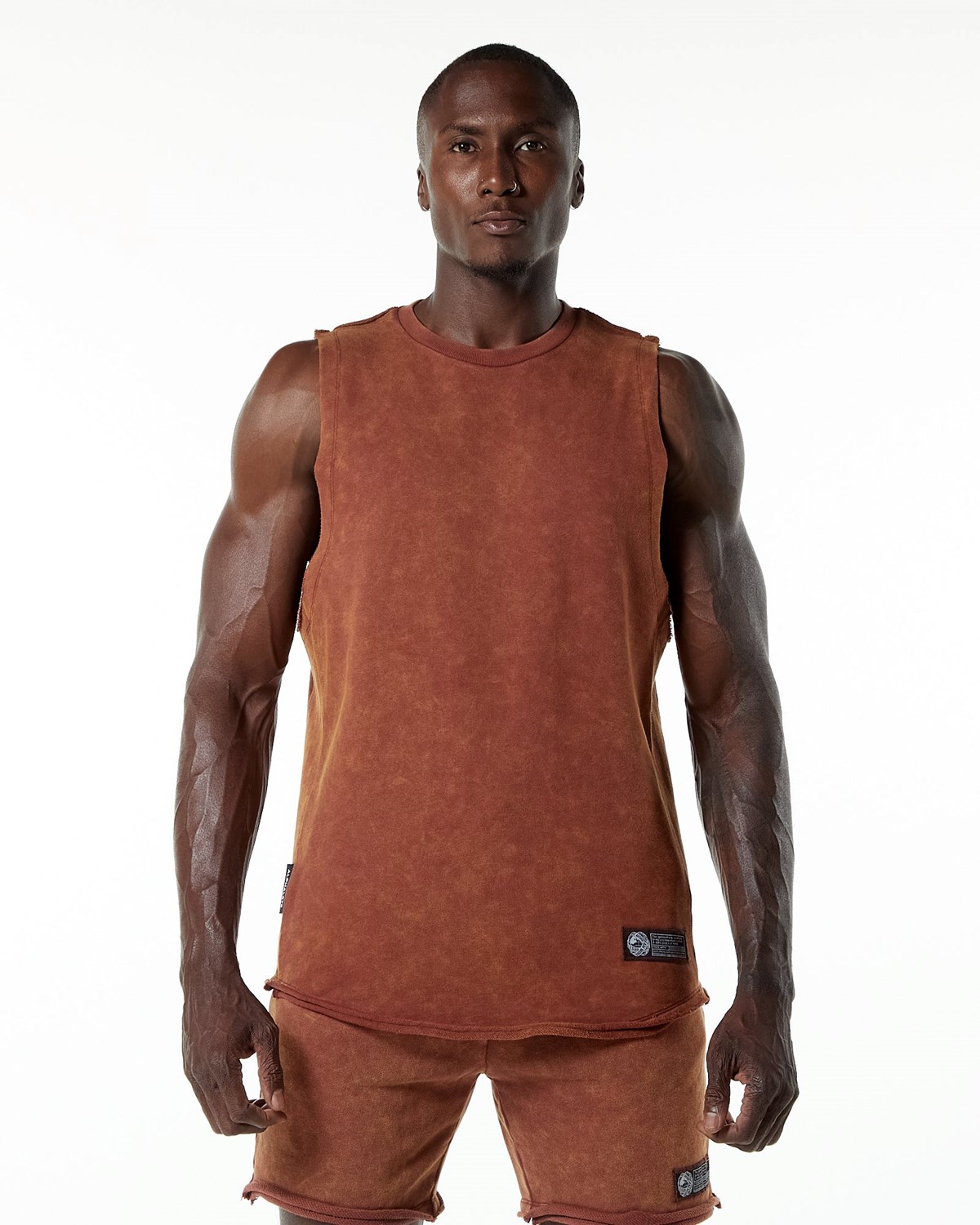 Alphalete Mid-Weight Washed Terry Cutoff Bloodstone | FP7624108