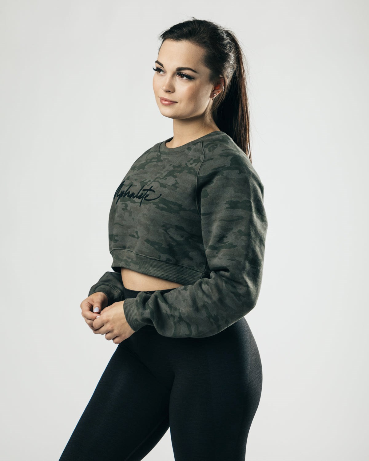 Alphalete Oversized Fleece Cropped Pullover Grün | GK8426073