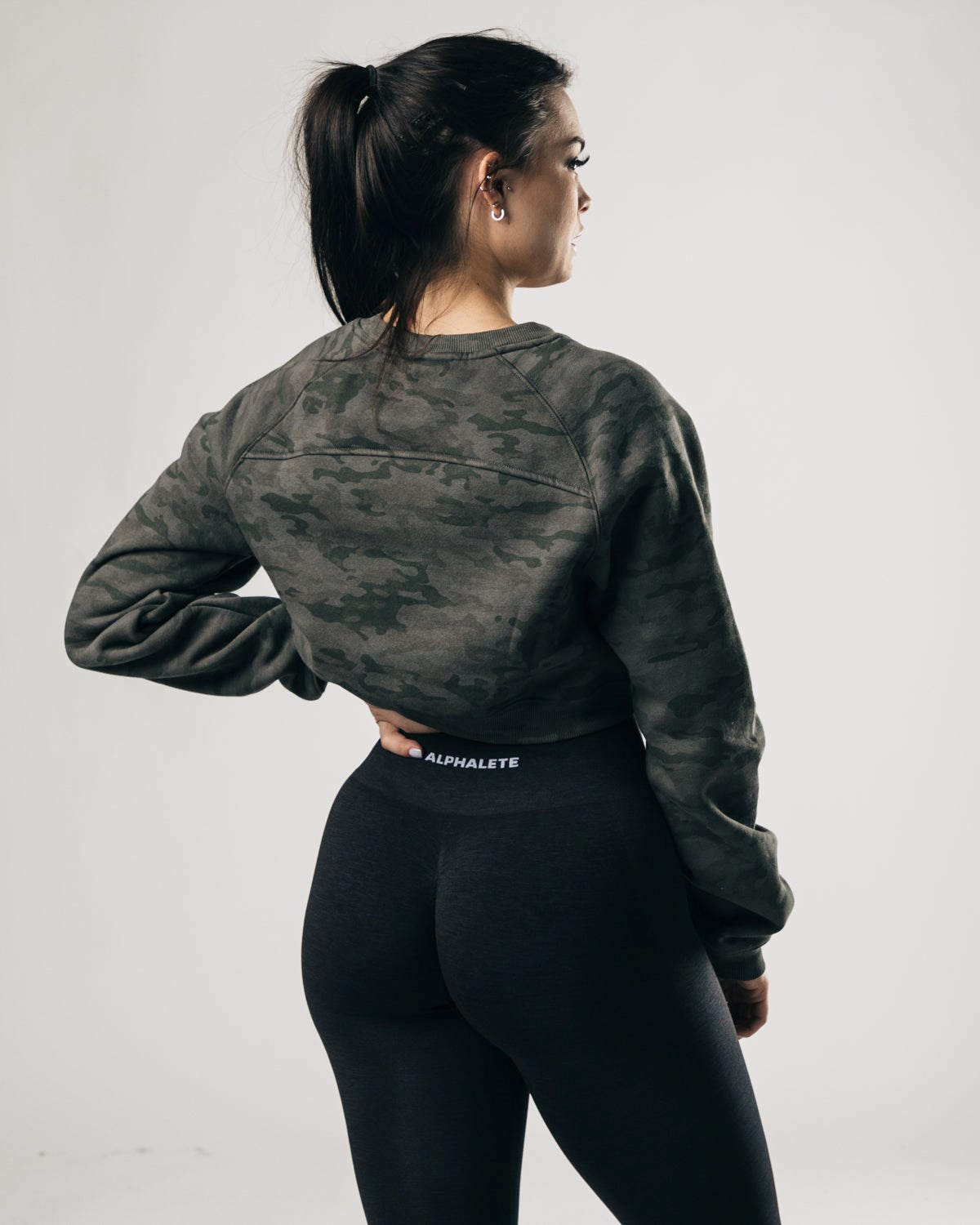 Alphalete Oversized Fleece Cropped Pullover Grün | GK8426073