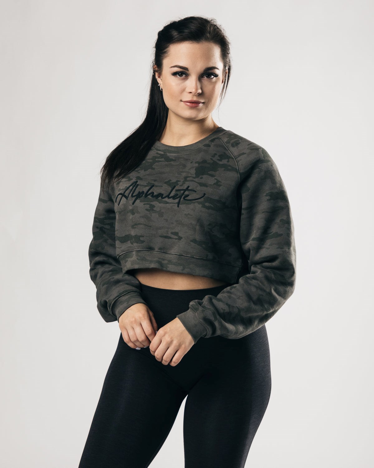 Alphalete Oversized Fleece Cropped Pullover Grün | GK8426073