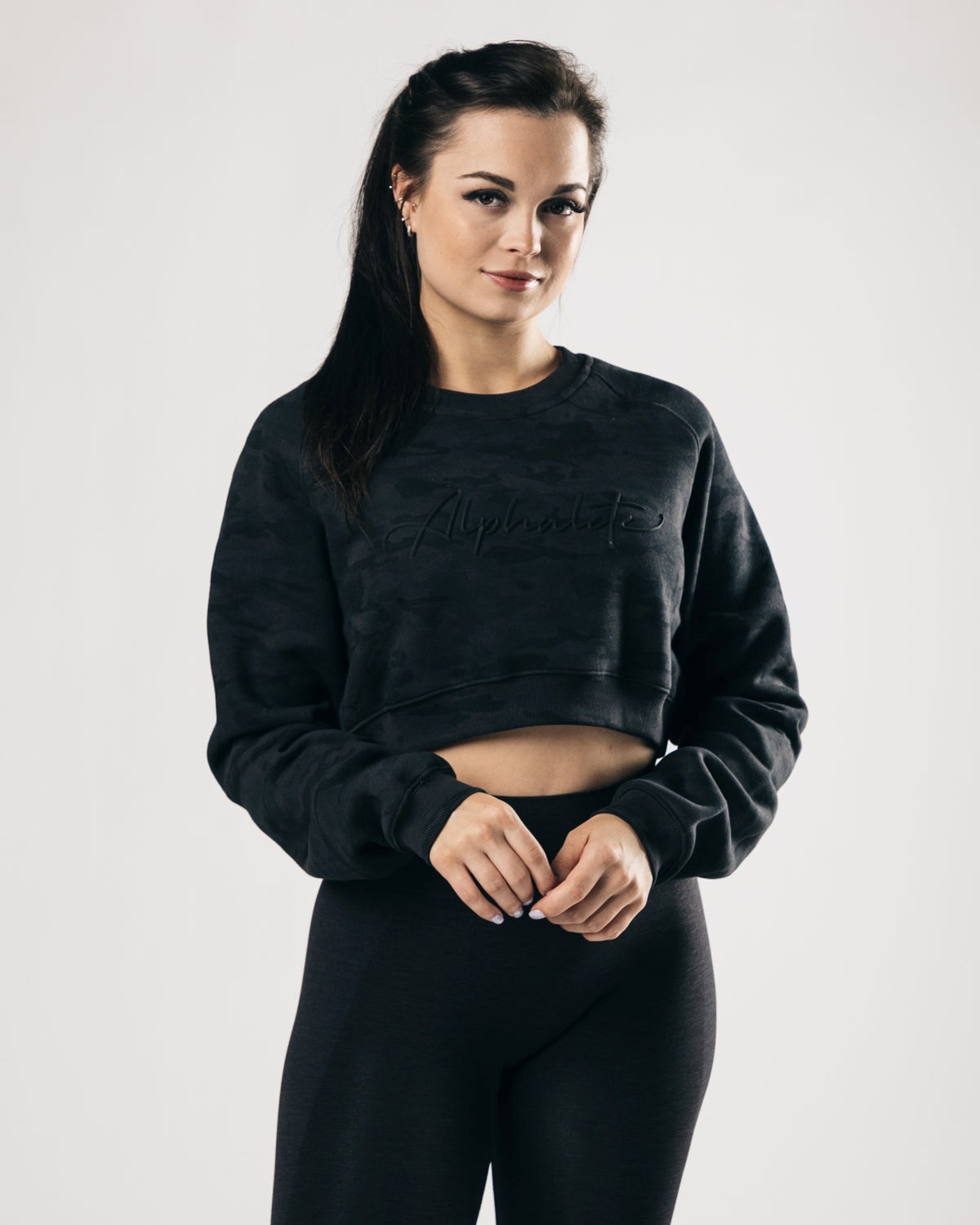 Alphalete Oversized Fleece Cropped Pullover Darkest Hour | LM2153746