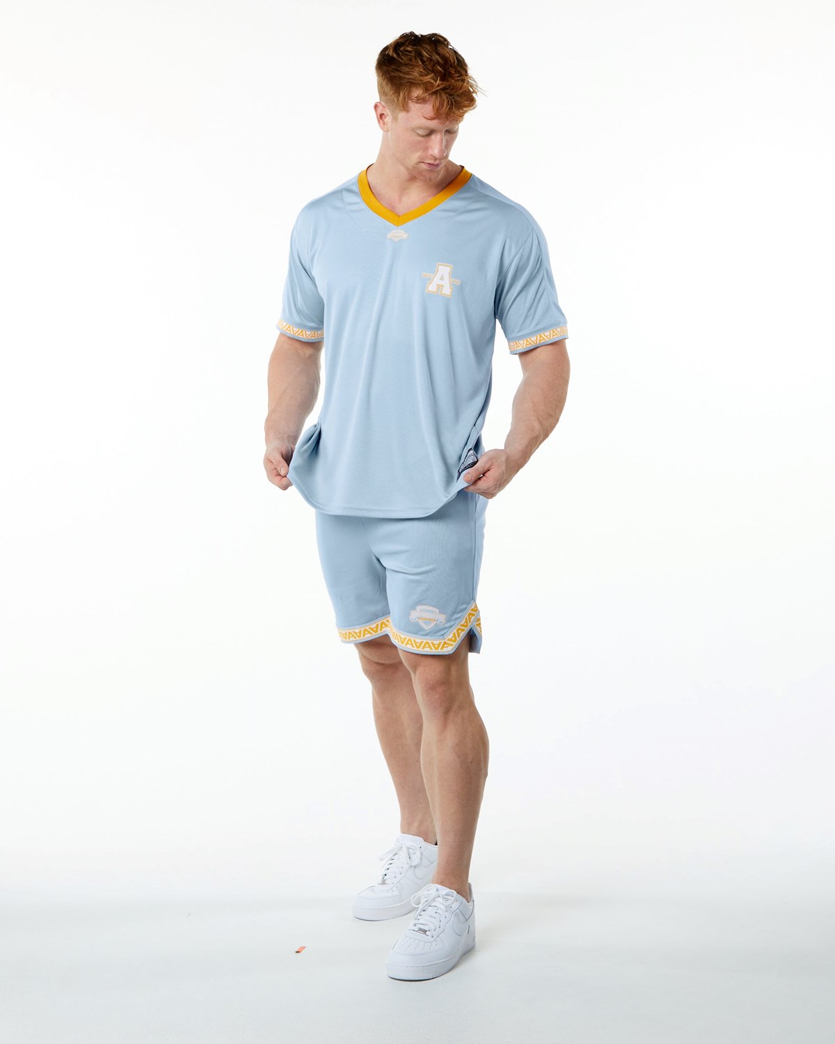 Alphalete Oversized Kurzes Sleeve Jersey Hellblau | NM0429576