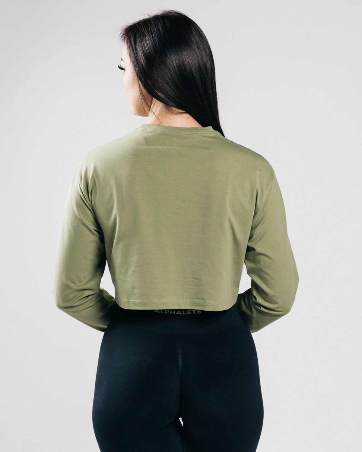 Alphalete Oversized Performance Long Sleeve Crop Grün | AU5192730