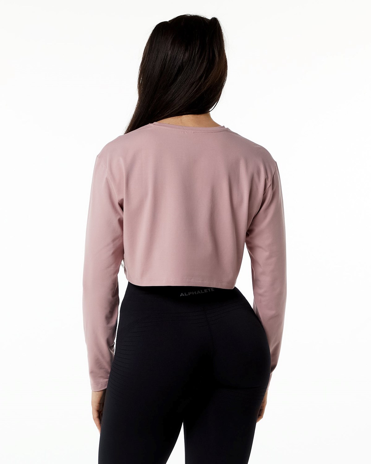 Alphalete Oversized Performance Long Sleeve Crop Mauve | AX2913874