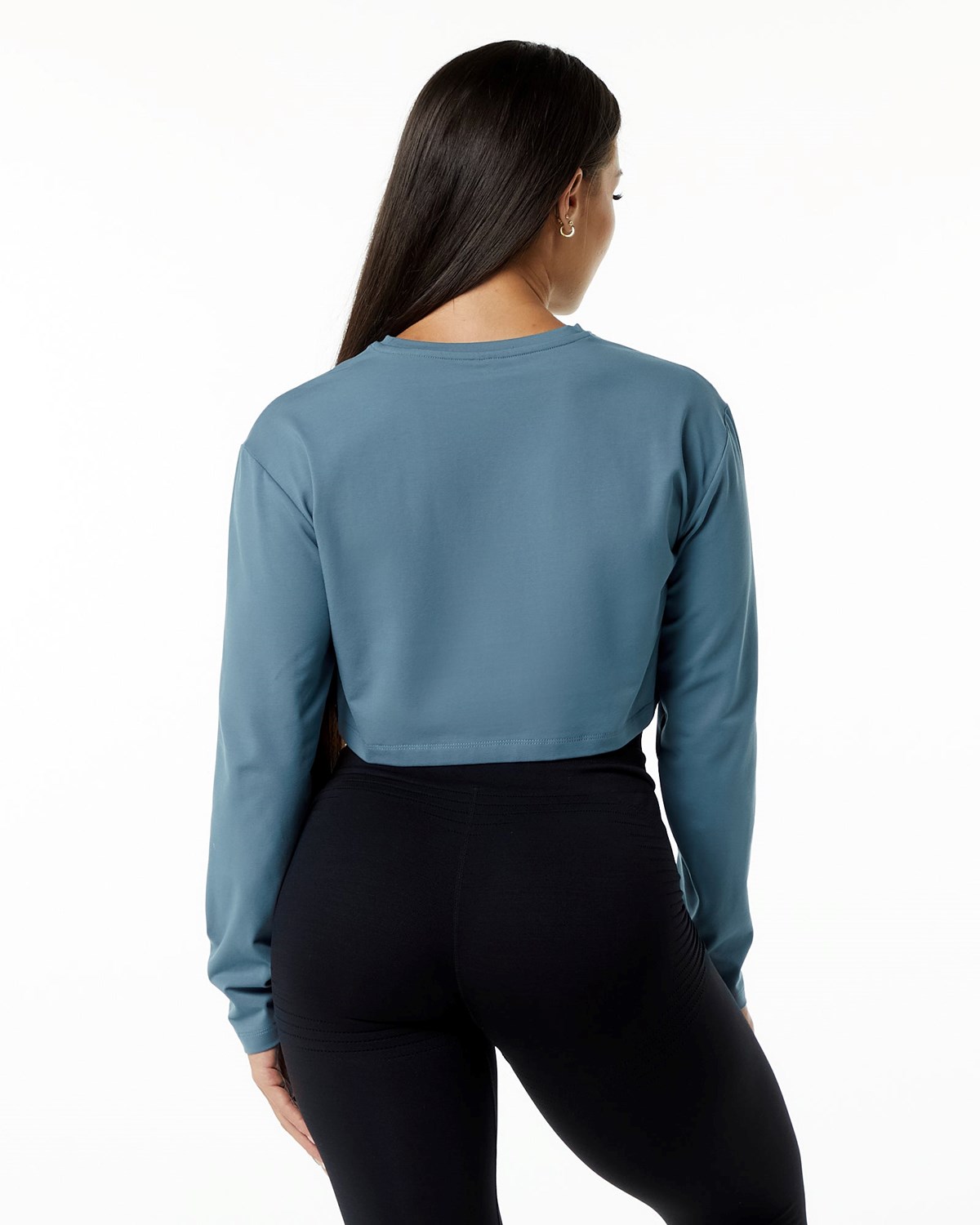 Alphalete Oversized Performance Long Sleeve Crop Blau | FI3201487