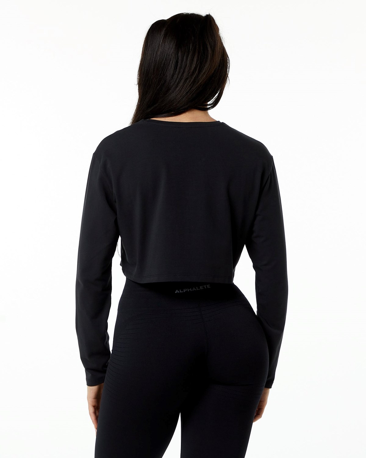 Alphalete Oversized Performance Long Sleeve Crop Blackout | HQ0196428