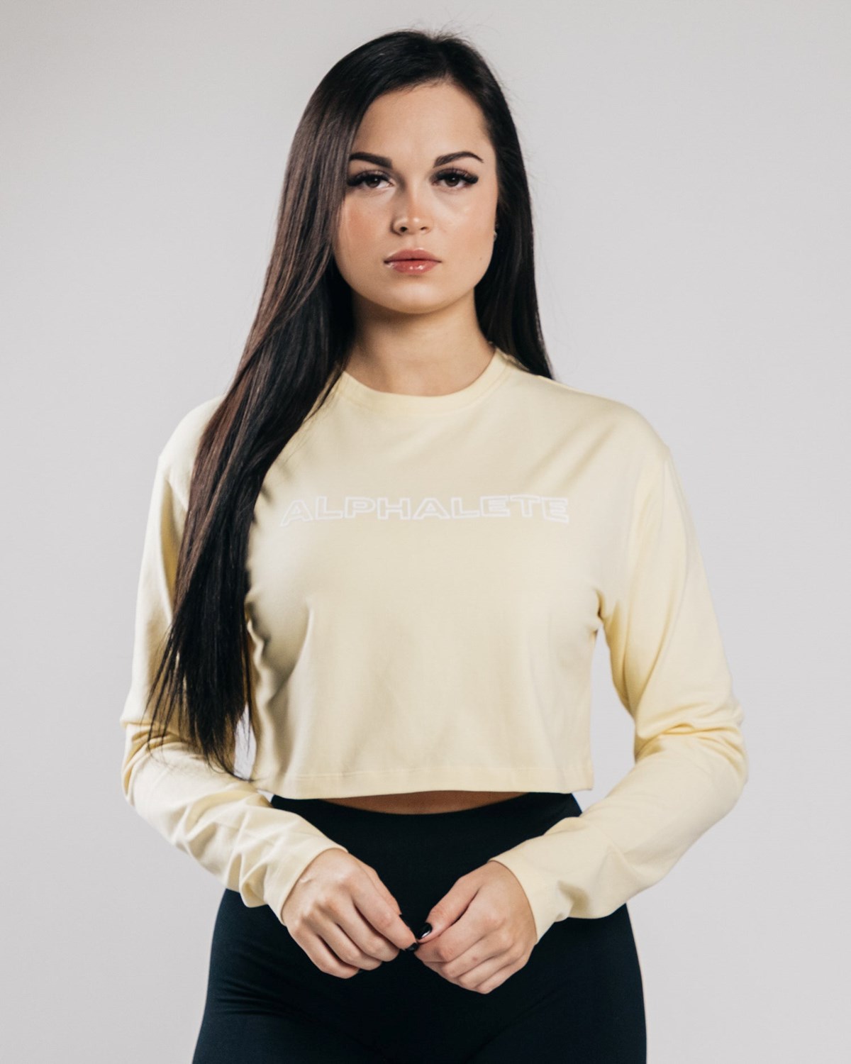 Alphalete Oversized Performance Long Sleeve Crop Sea Salt | MJ8319602