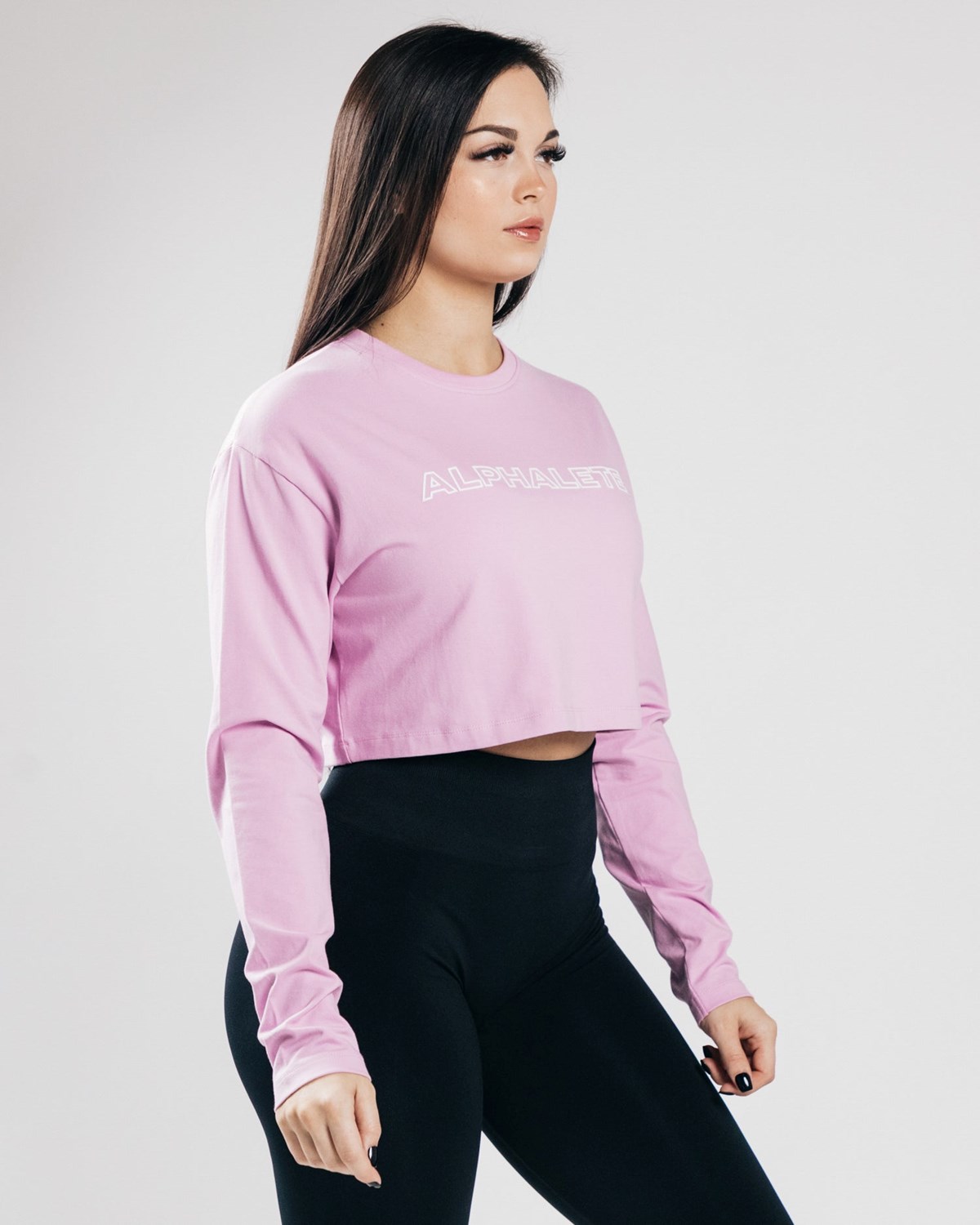 Alphalete Oversized Performance Long Sleeve Crop Bloom | MT0415297