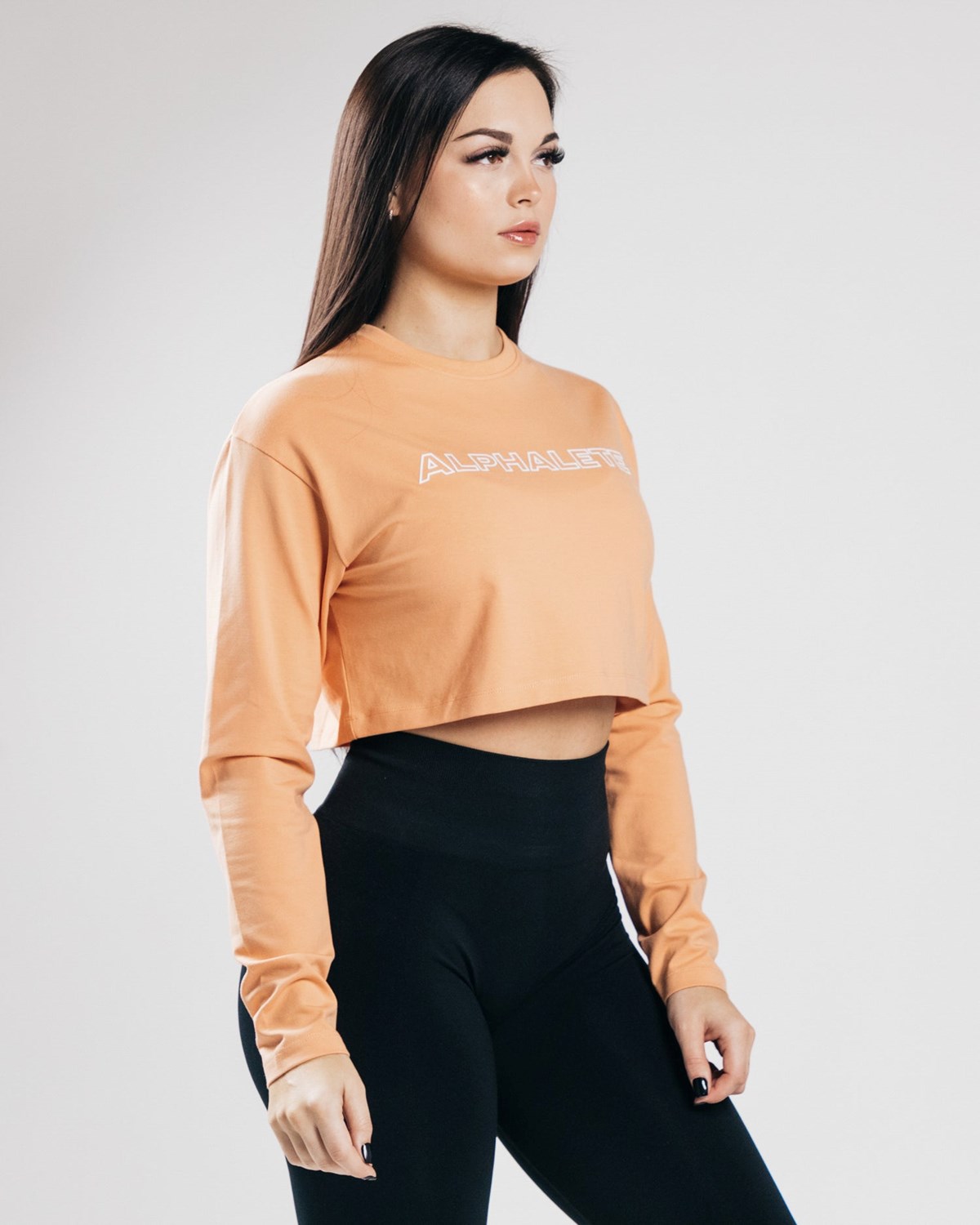 Alphalete Oversized Performance Long Sleeve Crop Orange | OW5103846