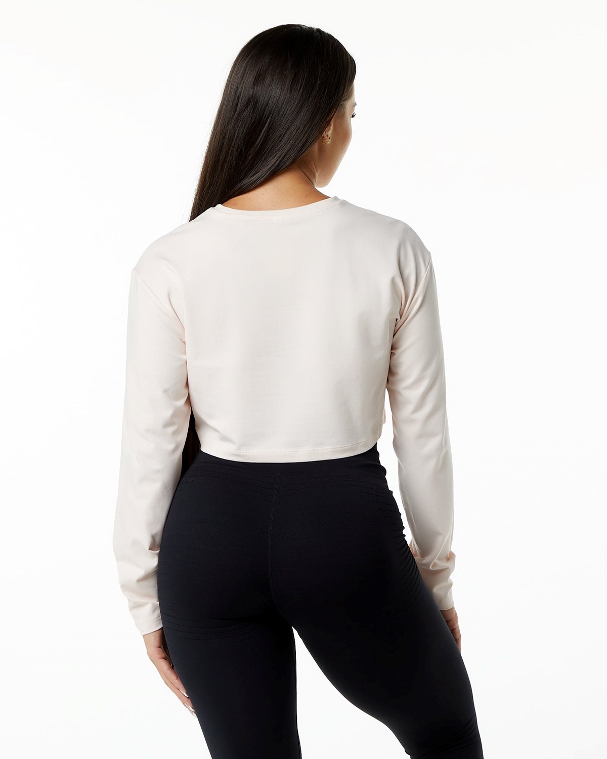 Alphalete Oversized Performance Long Sleeve Crop Blush | QM3415087