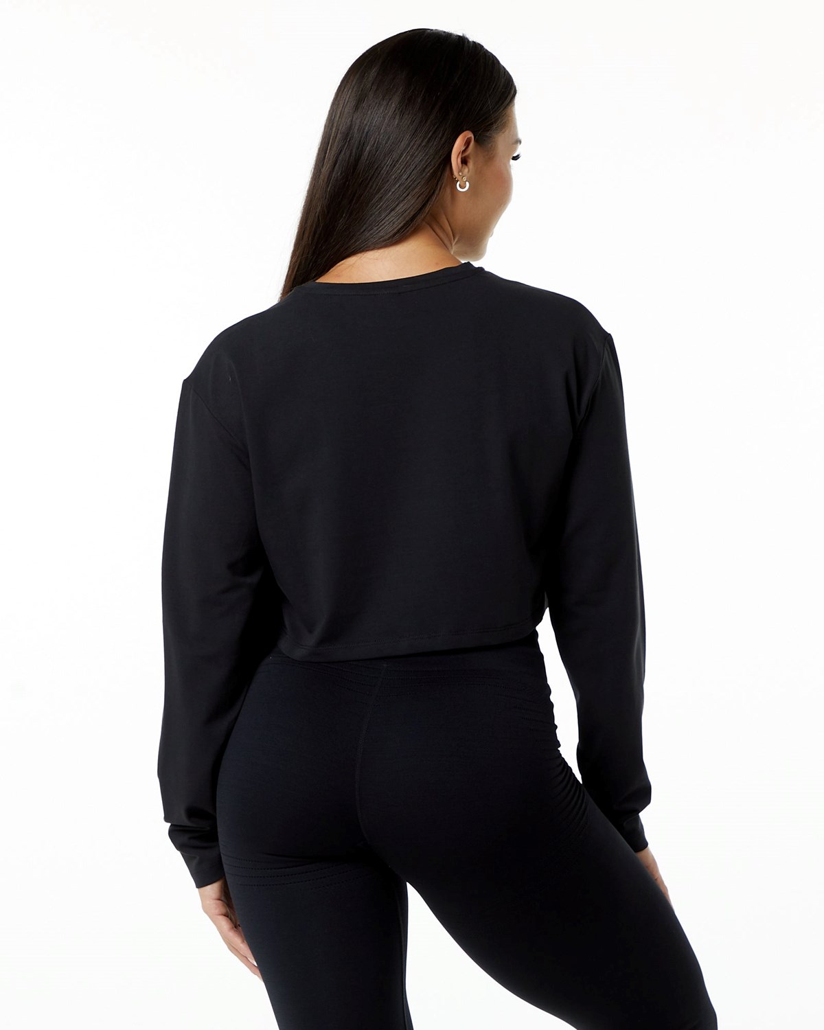 Alphalete Oversized Performance Long Sleeve Crop Schwarz | RH7619254